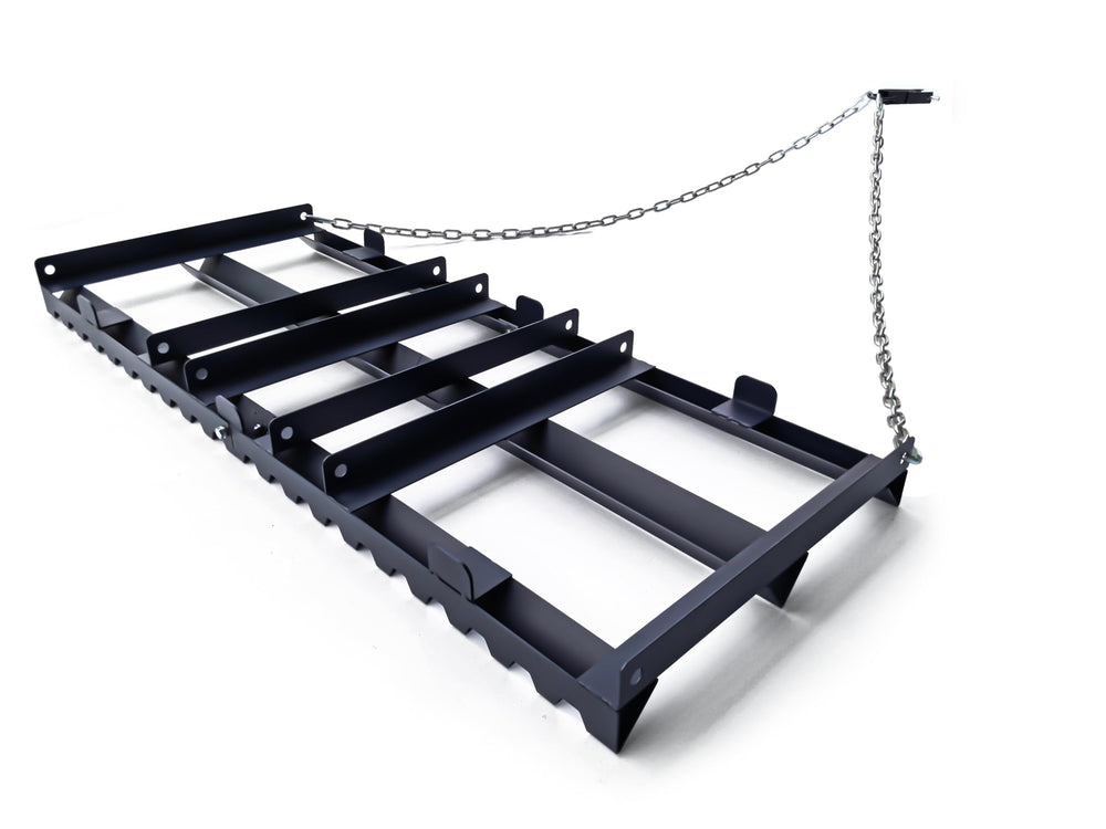 Plorvia front view showing full 4ft harrow and frame, durable finish