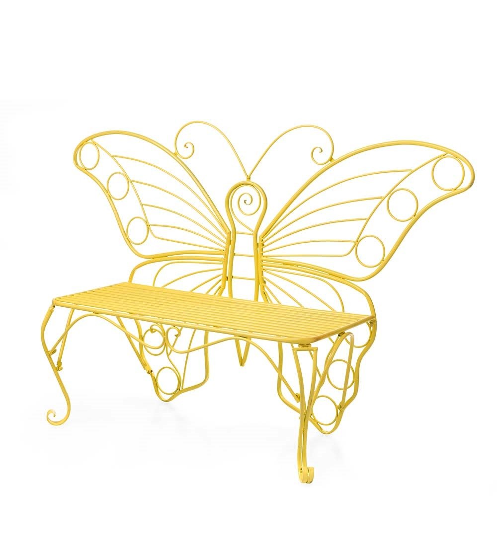 Plow & Hearth bench front view showing butterfly back and welcoming seat