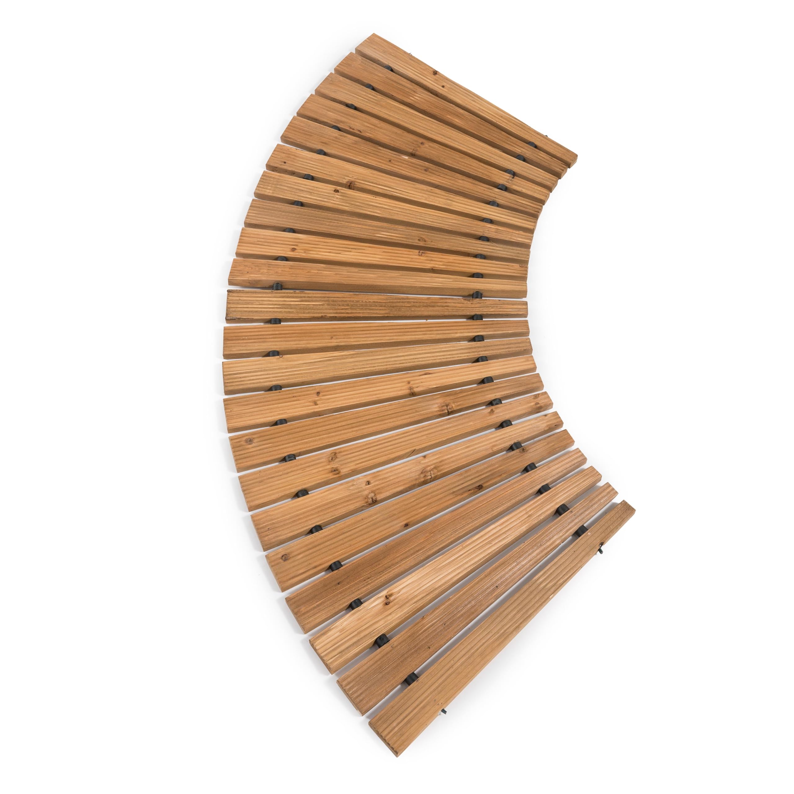 Plow & Hearth front view of curved cedar pathway, enhances garden access