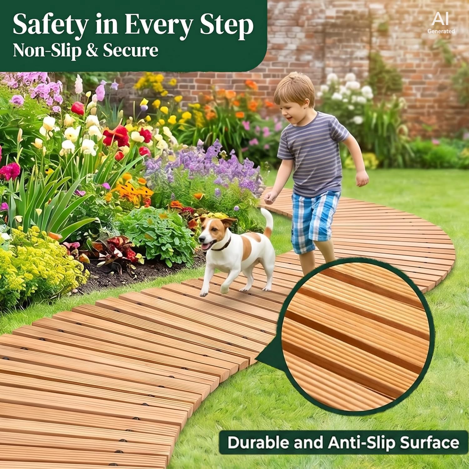 Plow & Hearth pathway next to shoe for scale, demonstrates 18-inch width