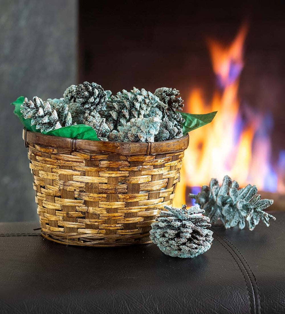 Plow & Hearth cone igniting with vivid green flame for bright visual entertainment