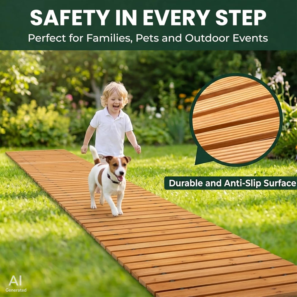 Plow & Hearth pathway laid through garden protecting plants and reducing soil tracking