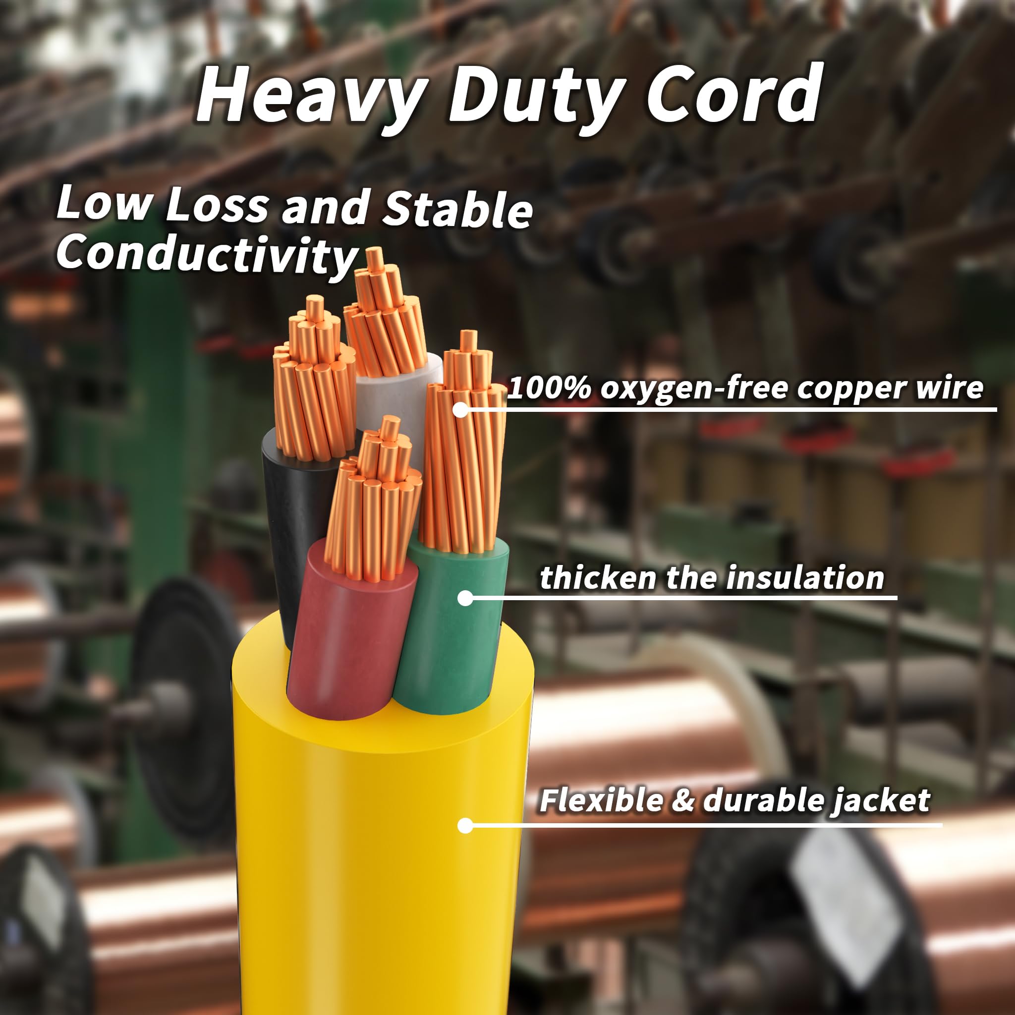 PlugSaf full 50ft cable laid out demonstrating reach and flexible handling