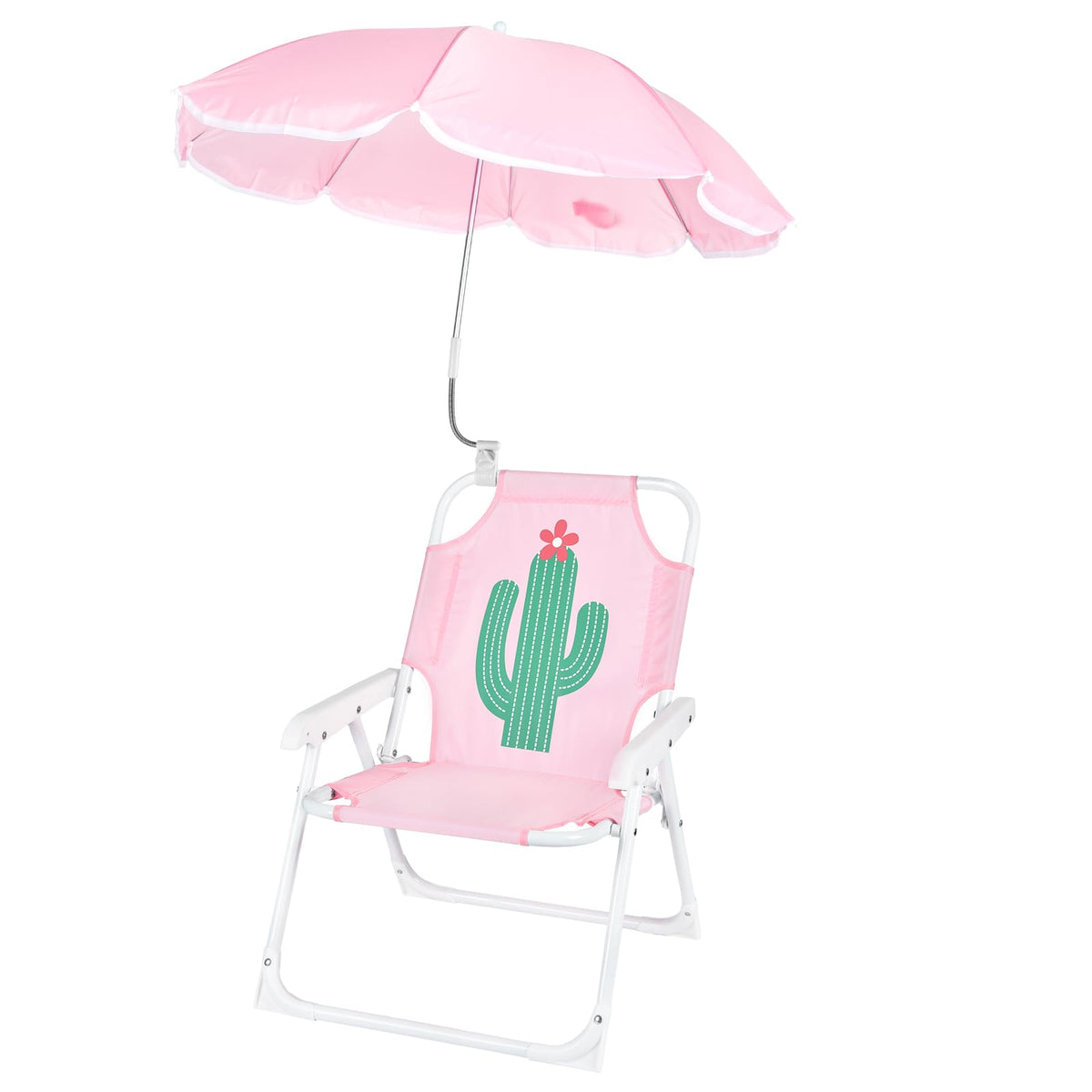 PLULON front view with umbrella showing shade and comfortable seating
