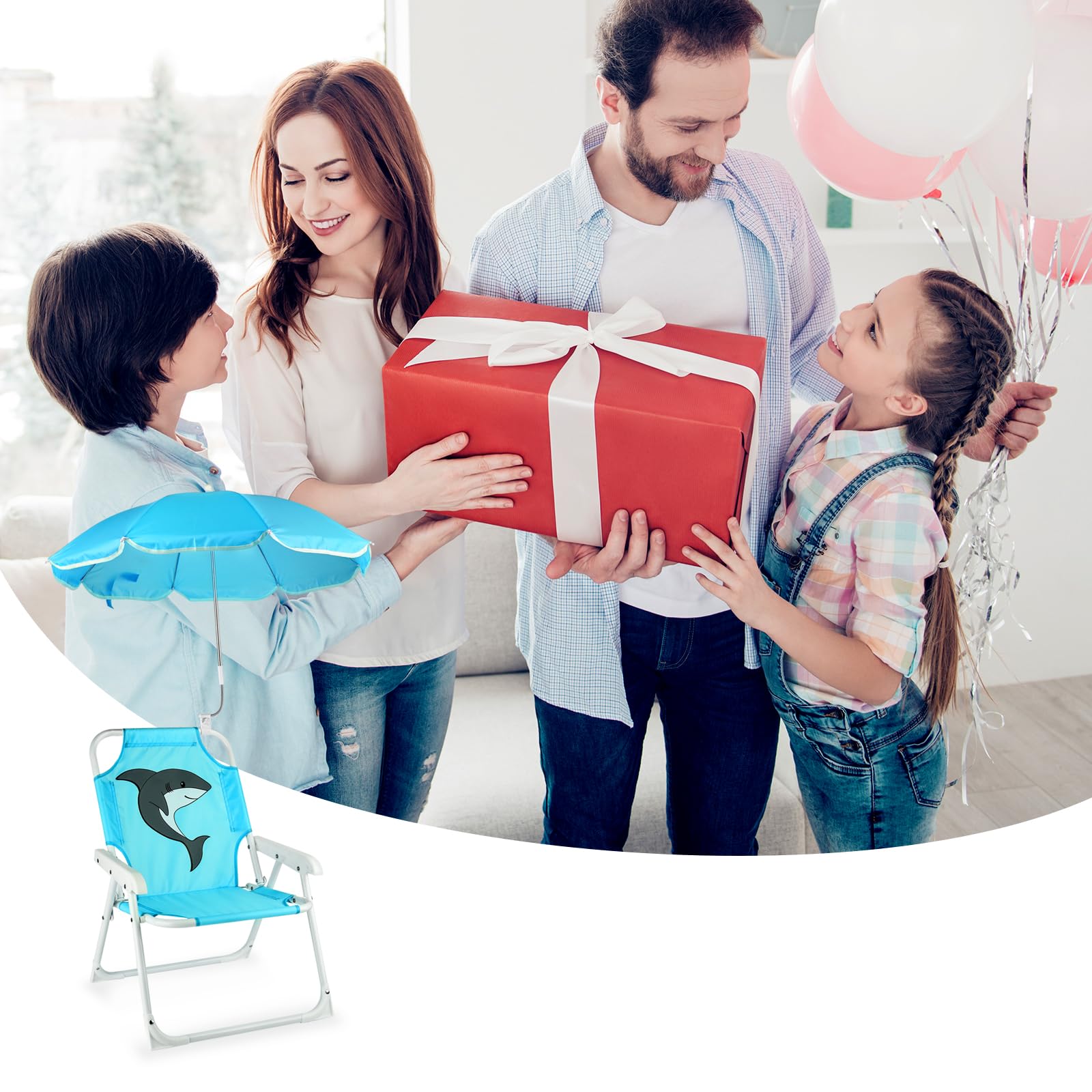 PLULON chair next to toy showing child-size scale for ages 1–5