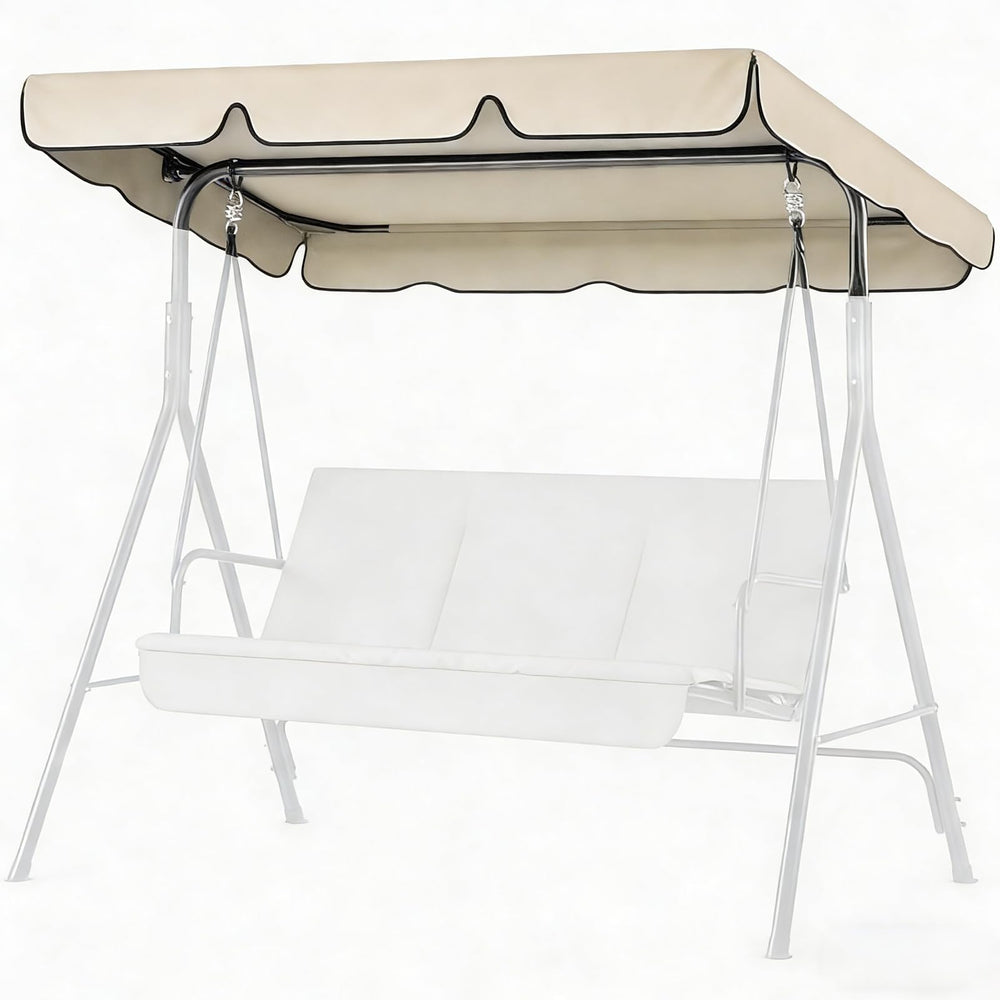 PLUSLEYSC front view of beige canopy showing full coverage and curb appeal