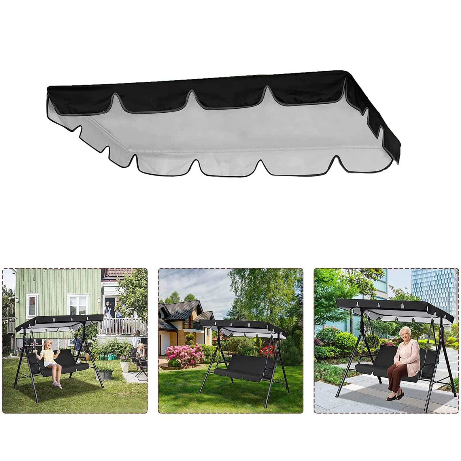 PLUSLEYSC installed on backyard swing illustrating improved shade and style