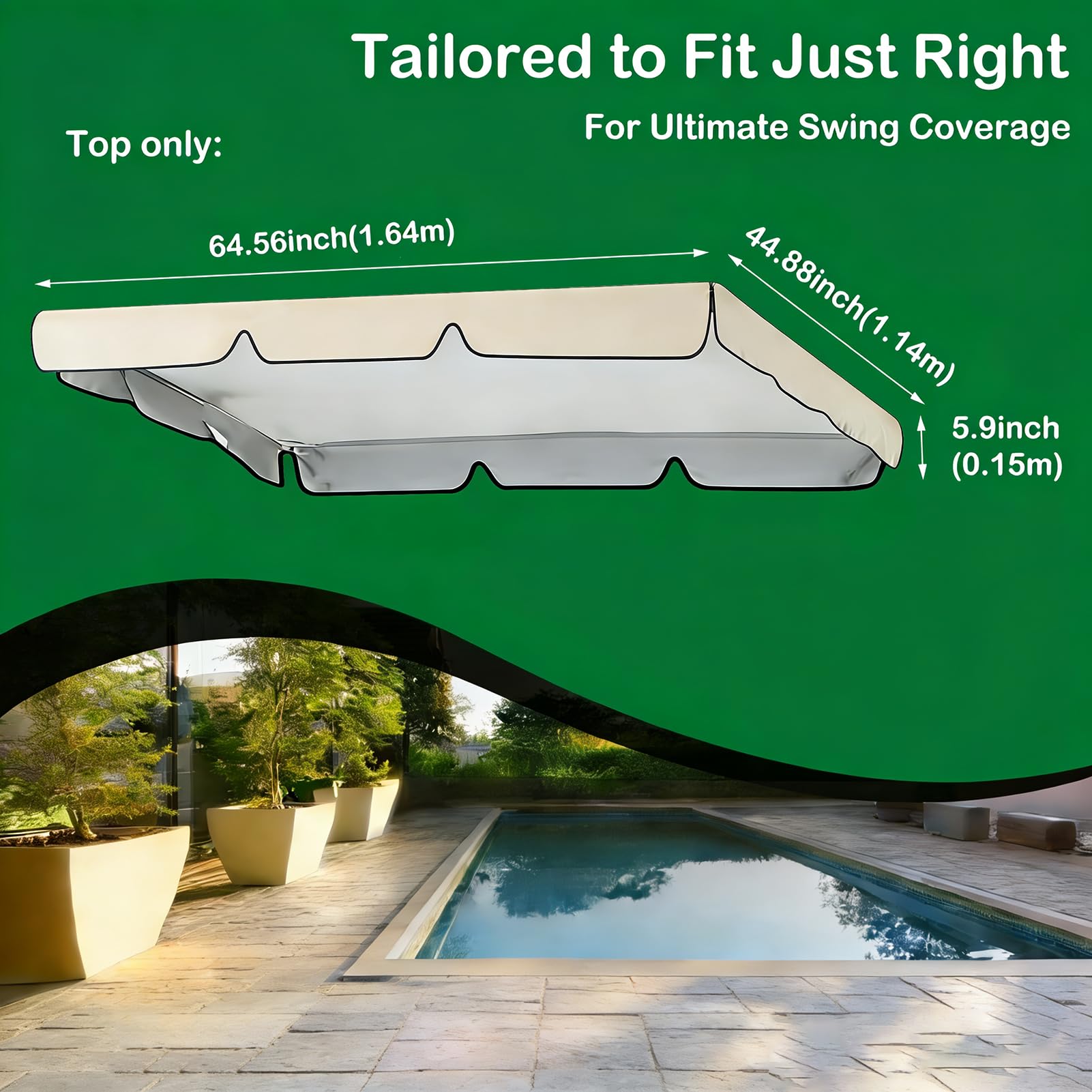 PLUSLEYSC water beading on canopy surface demonstrating waterproofing benefit