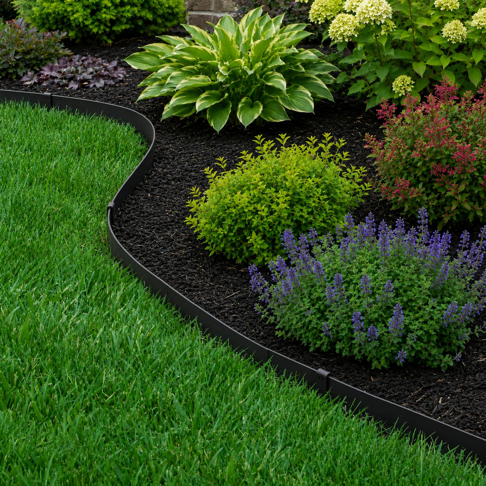 Pmango installed along gravel path in garden showing clean separation and tidy look benefit