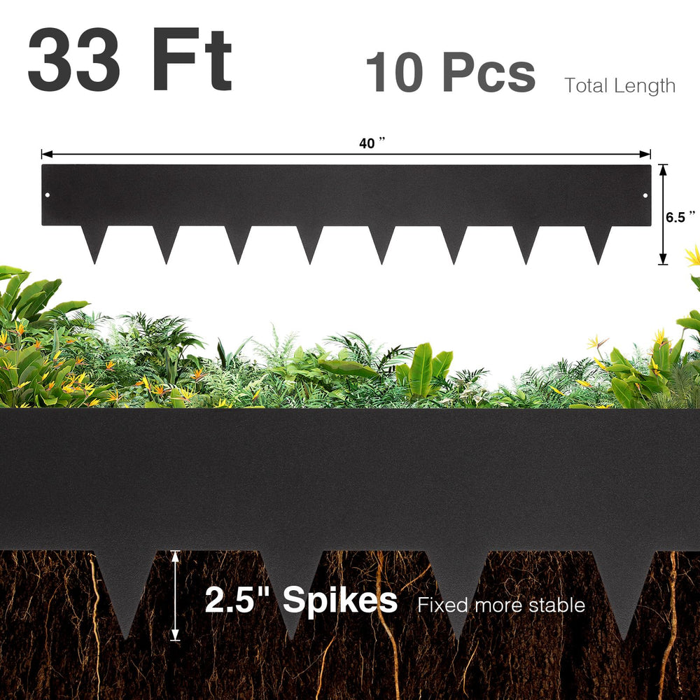 Pmango edging strip hammered into soil demonstrating no-dig installation speed benefit