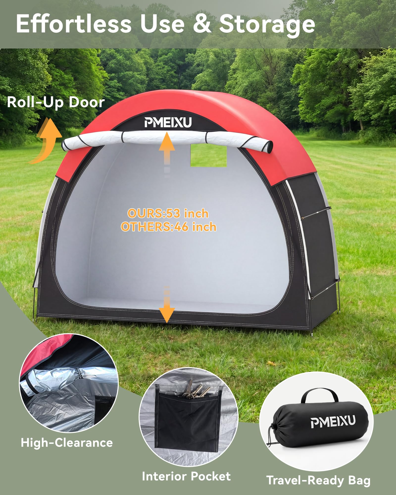 PMEIXU rear mesh vent promoting airflow and reduced condensation