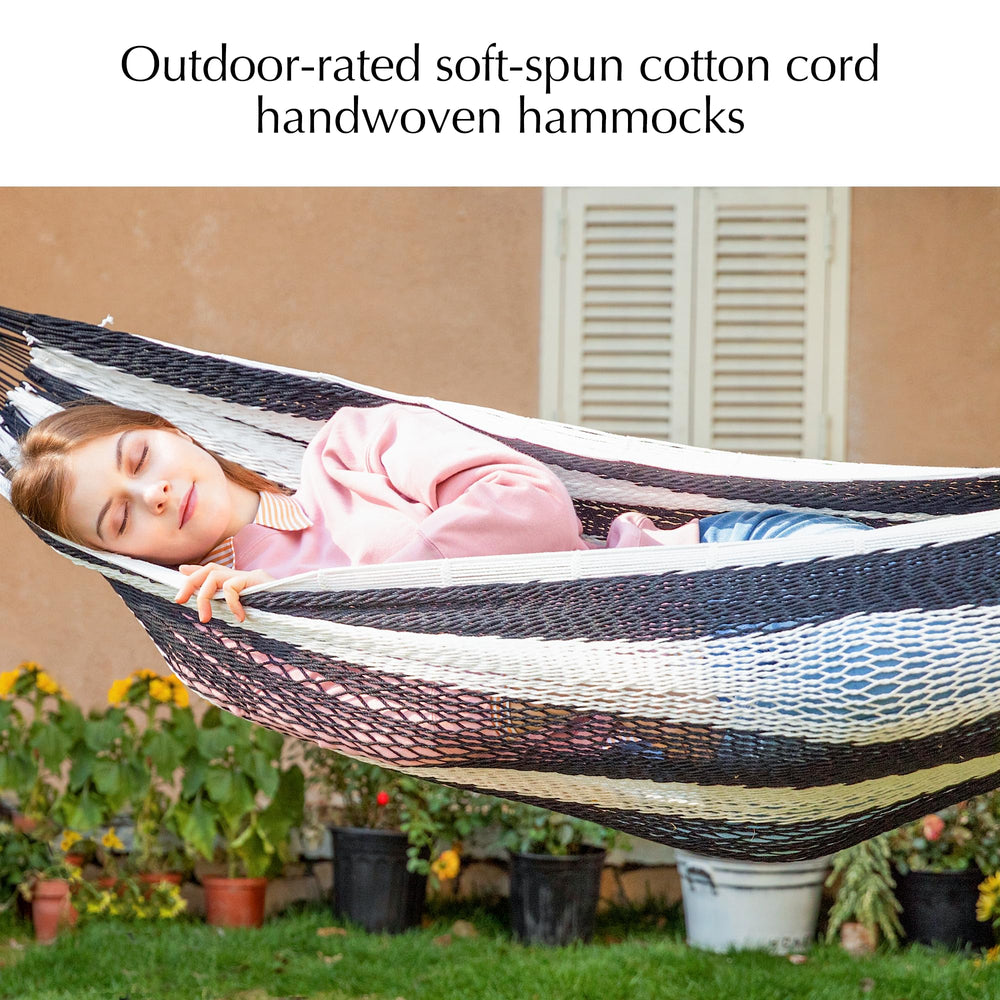 PNAEUT hammock hung in backyard showing relaxed outdoor ambiance benefit