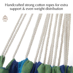 PNAEUT hammock hung on a stand in a patio setting offering instant yard upgrade