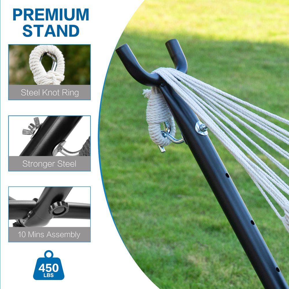 PNAEUT hammock set up in backyard lifestyle scene creating a colorful outdoor focal point