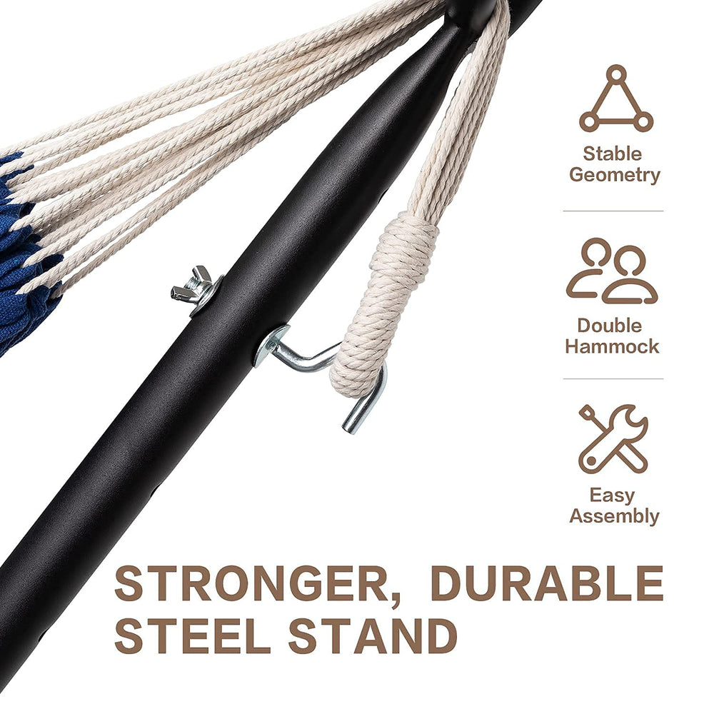 PNAEUT folded hammock and steel parts inside nylon travel bag for easy portability
