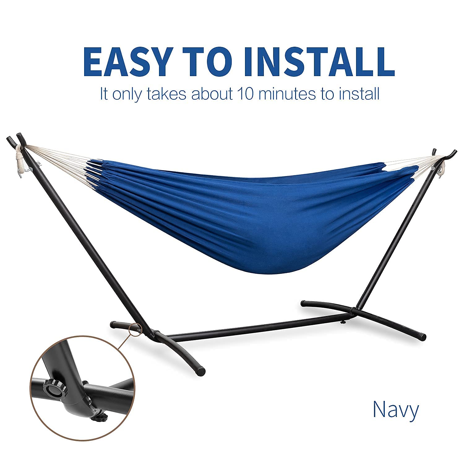 PNAEUT hammock with two people for scale demonstrating spacious, 450-pound capacity