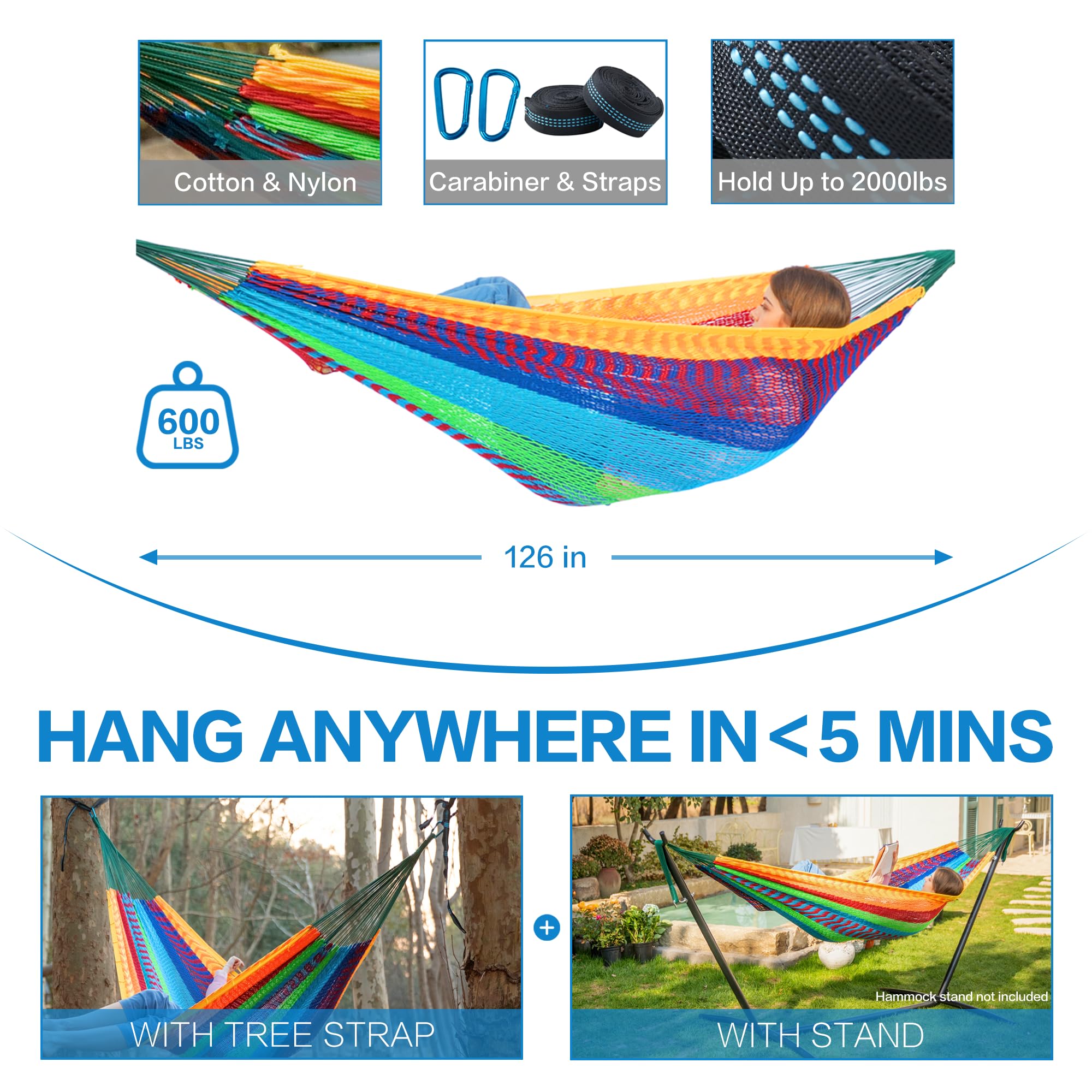 PNAEUT hammock set up on a beach illustrating relaxation and colorful lifestyle appeal