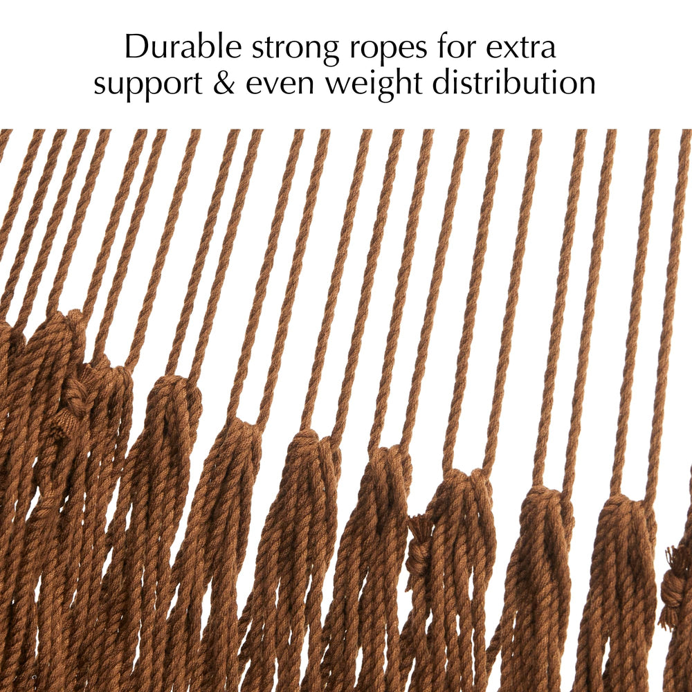 PNAEUT hammock next to measuring tape showing 126-inch length scale
