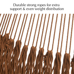 PNAEUT hammock next to measuring tape showing 126-inch length scale