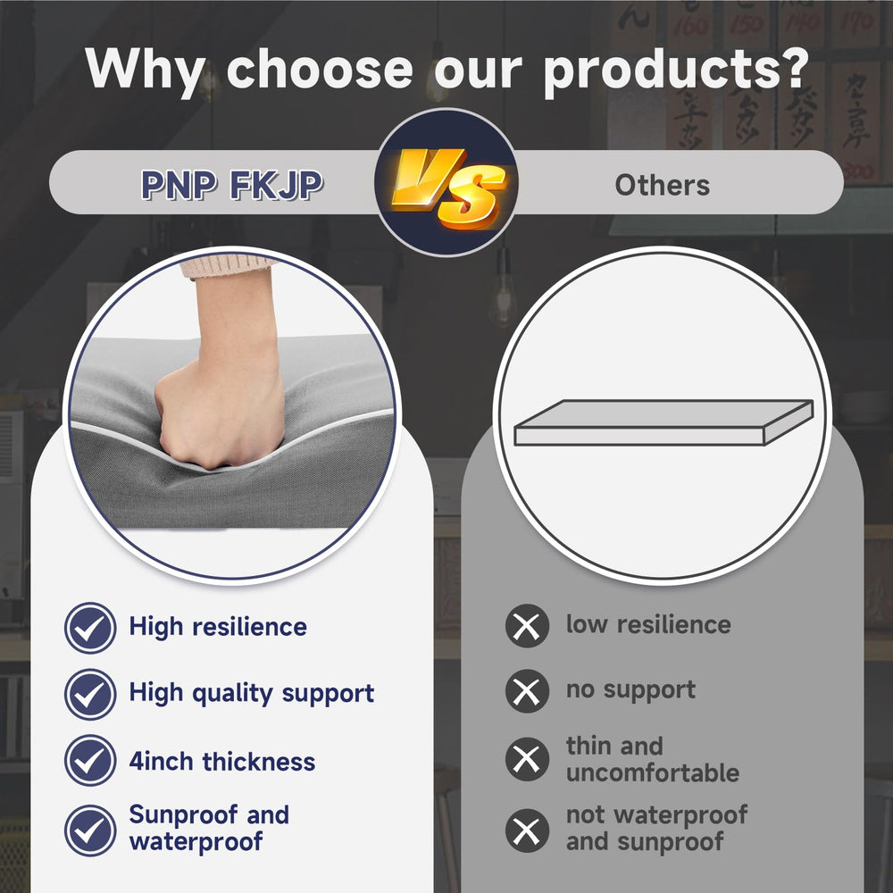 PNP FKJP cushion next to ruler showing true 20x20x4 inch sizing accuracy