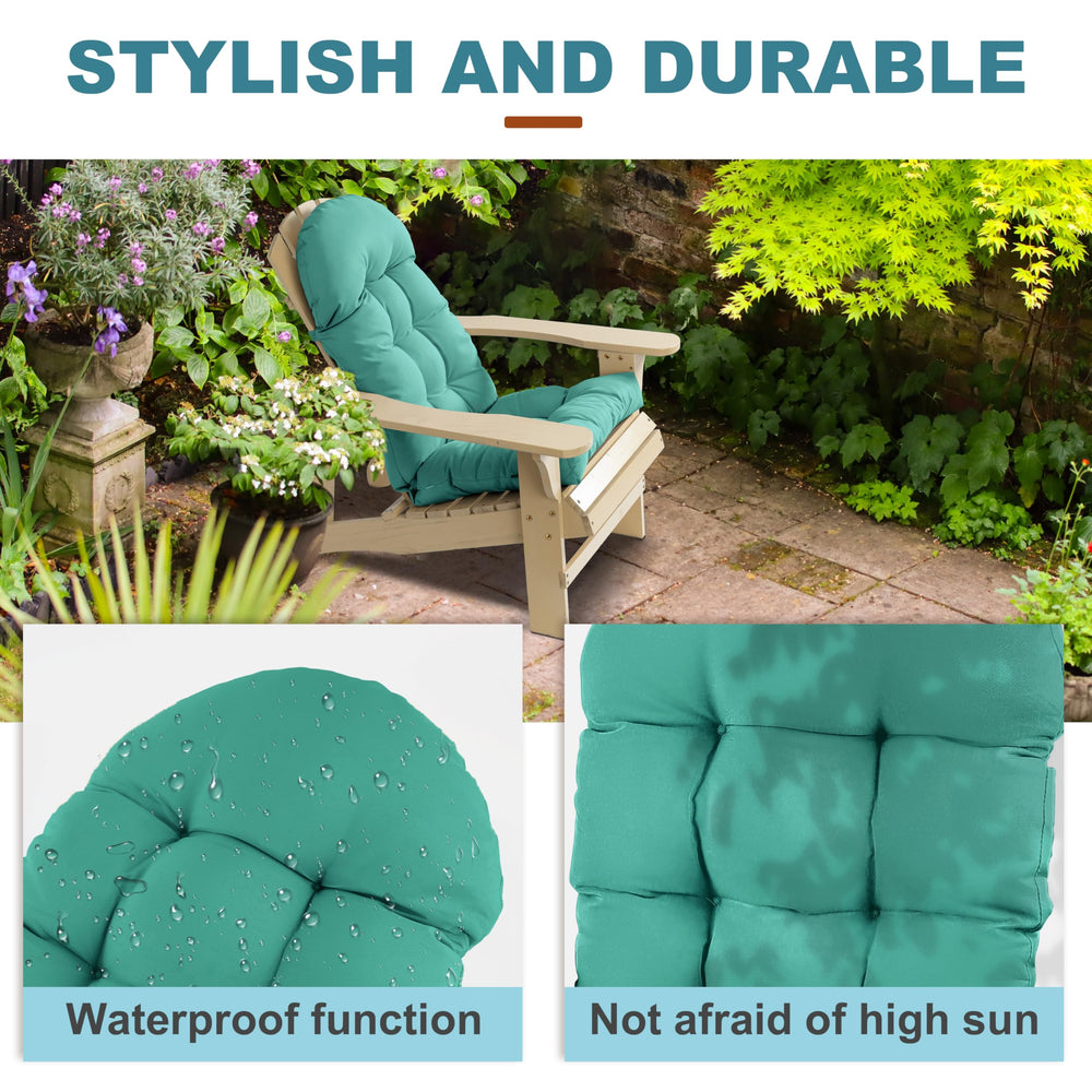 PNP HWJIAJU lake blue cushion set fitted on Adirondack chair for added comfort outdoors