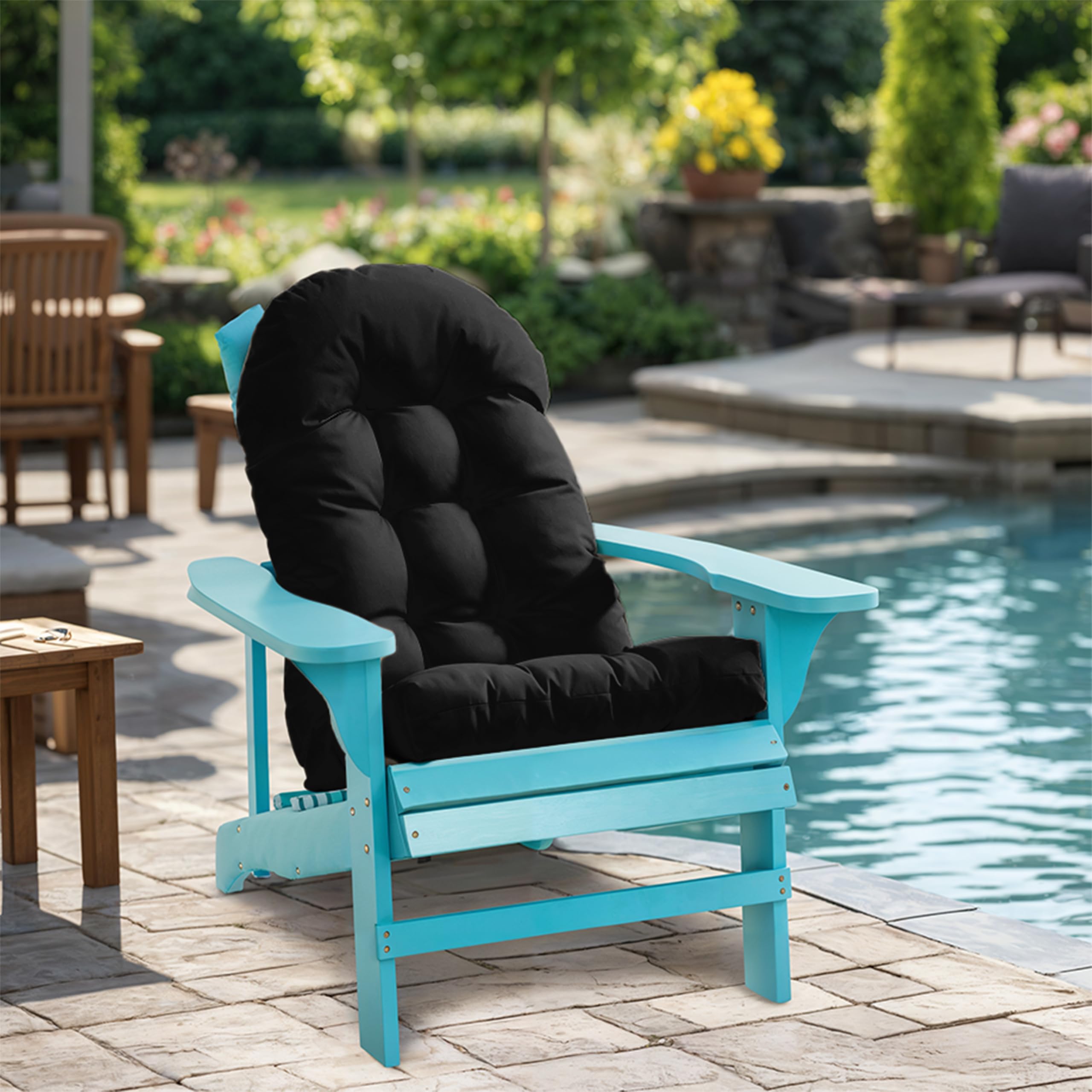 PNP HWJIAJU black cushions in patio setting, enhances outdoor decor and relaxation