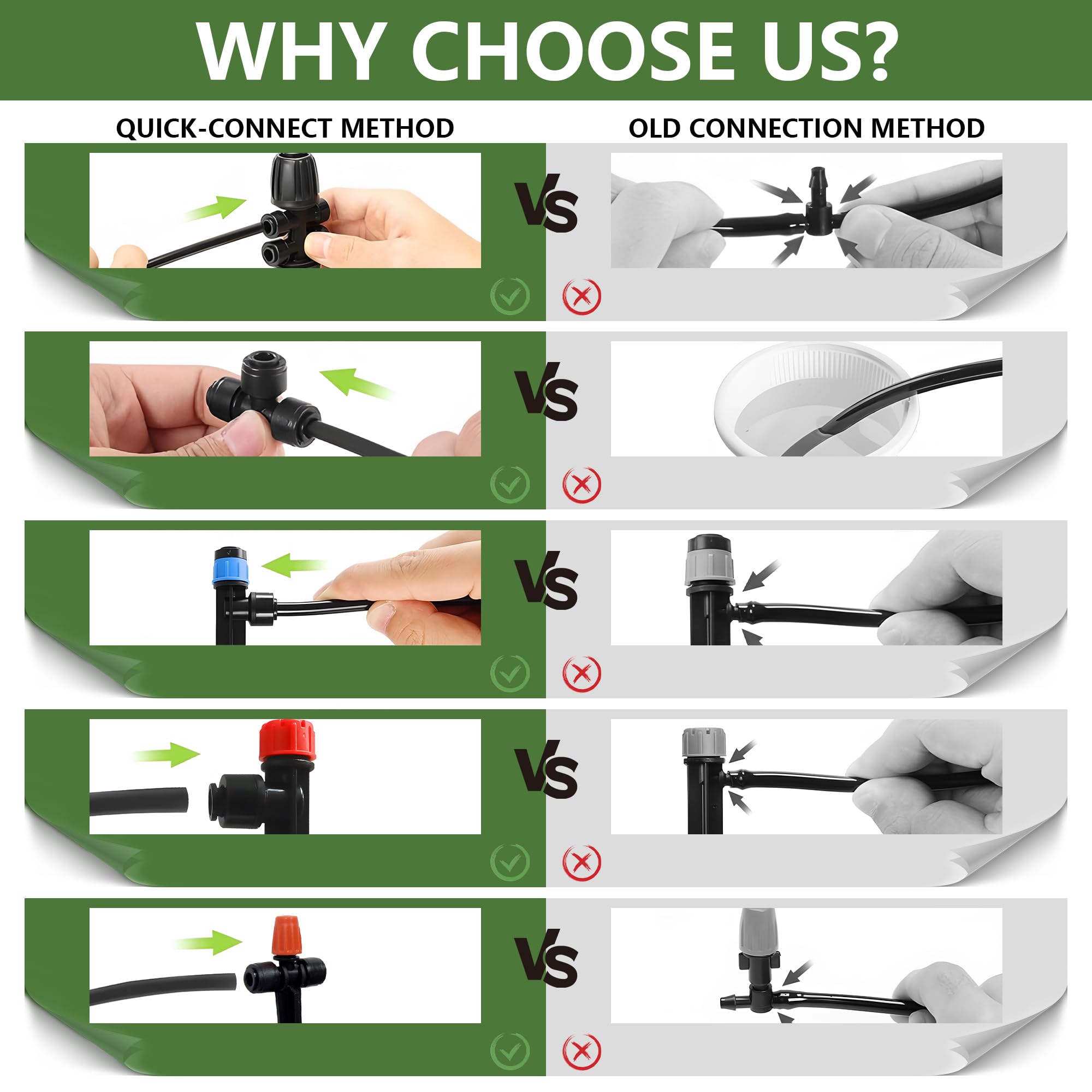 POCKET PANDA 1/4-inch branch tubing with stakes and emitters close-up showing precise plant reach