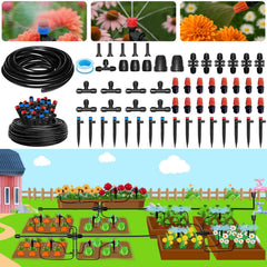 POCKET PANDA front packaging of 230FT drip irrigation kit showing components and branding for quick setup