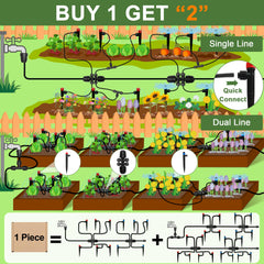 POCKET PANDA high-flow 1/2-inch main tubing layout demonstrating stable water supply for large gardens