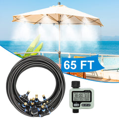 POCKET PANDA front packaging showing complete 65ft misting kit and accessories, quick setup benefit