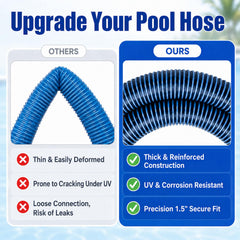 Podoy six-foot pool hose displayed full length for long connections
