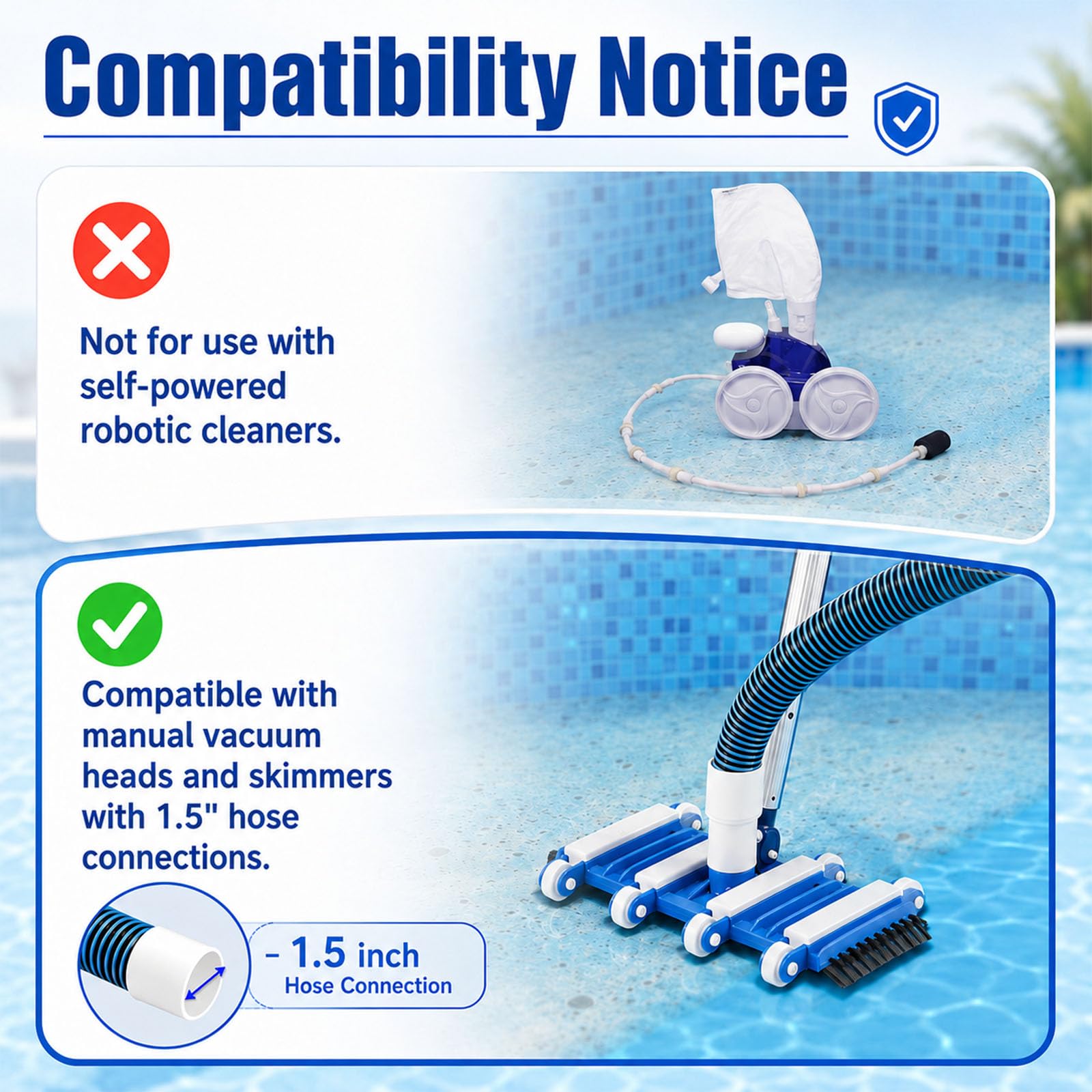 Podoy hose connected to an above-ground pump illustrating easy installation