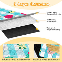 Poedist close-up of waterproof fongee top showing smooth wipe-clean surface benefit