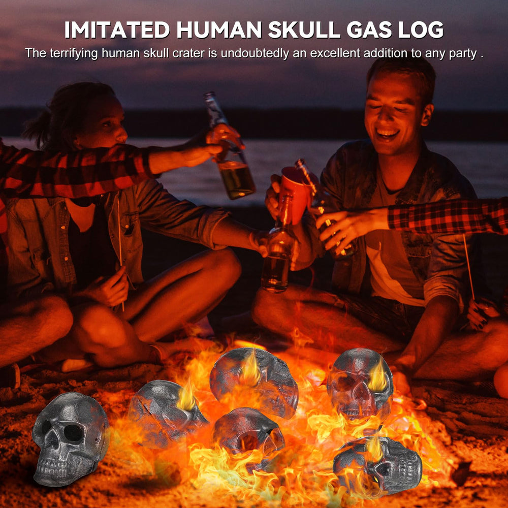Poen skulls placed over gas burner showing compatibility with gas setups