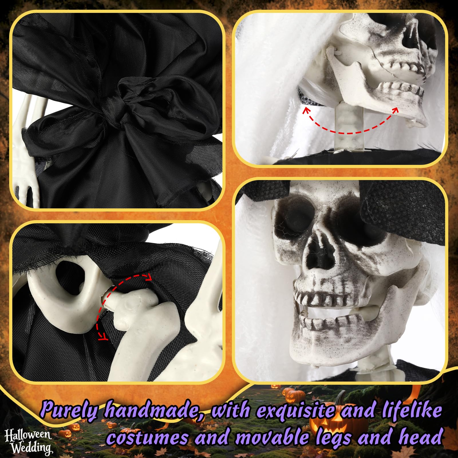 Poen detail of witch hat and costume texture delivering eerie realistic accents