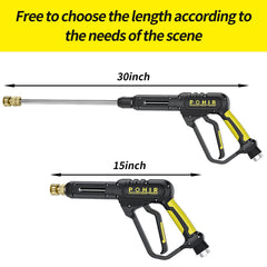 POHIR 15-inch extension wand attached to gun illustrating extended reach advantage