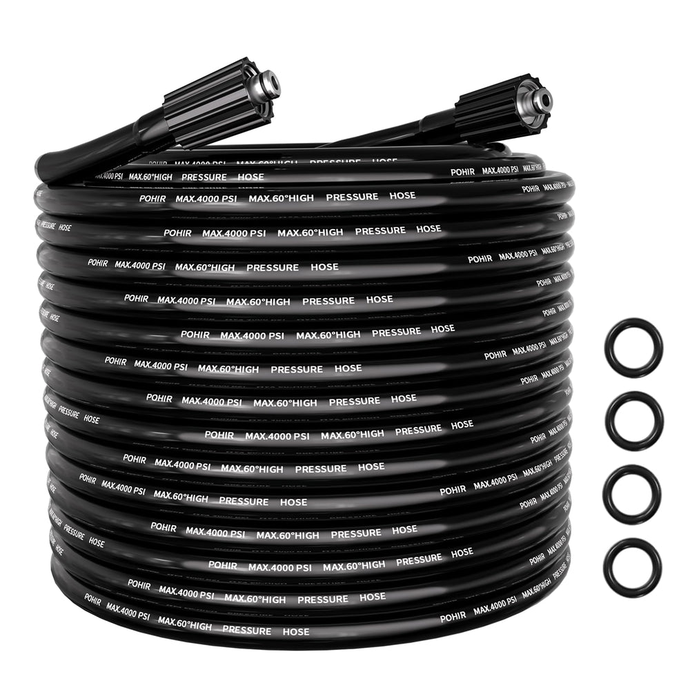POHIR 50ft hose front view showing full length and connectors for easy replacement
