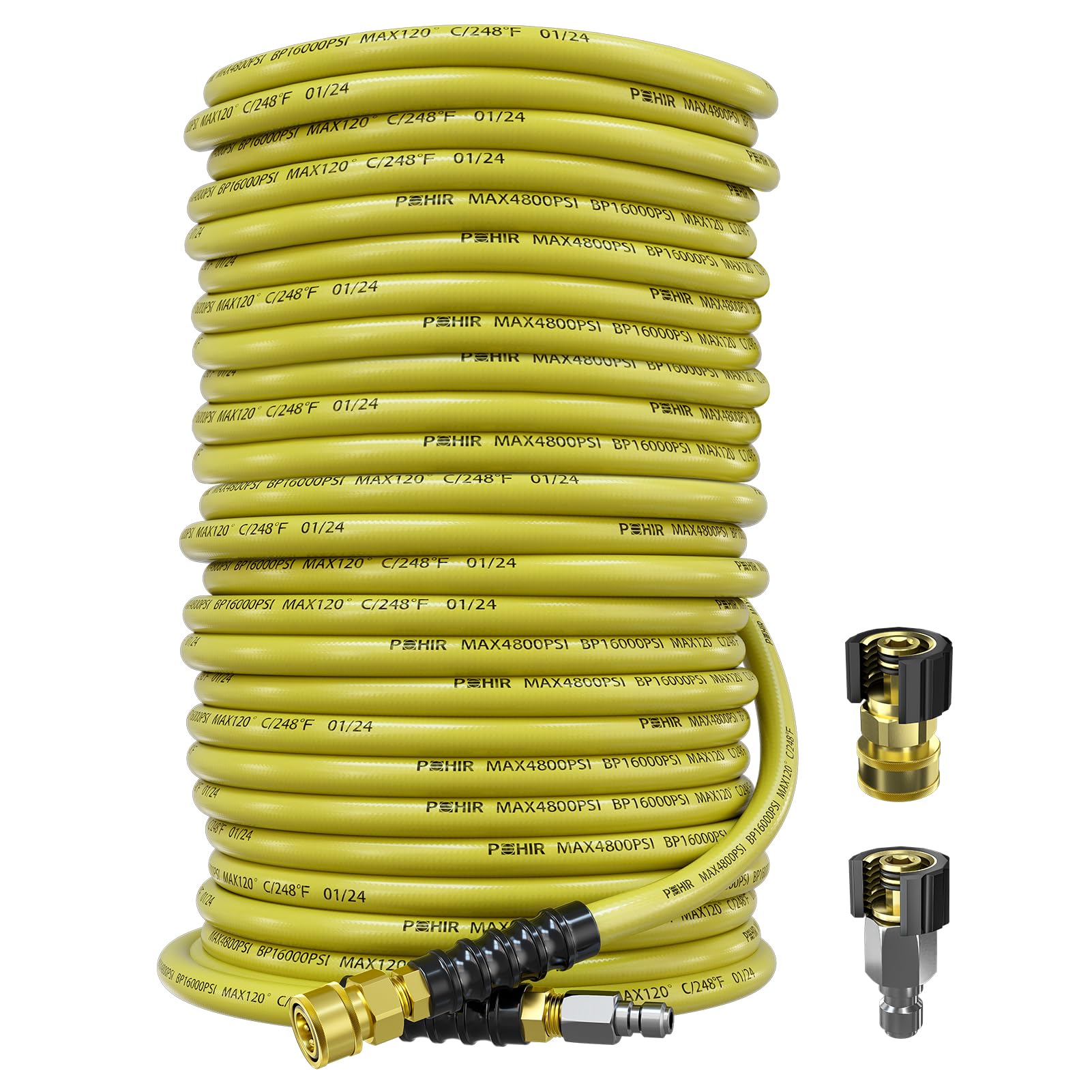 POHIR front view of hose packaging showing length and specs for easy selection