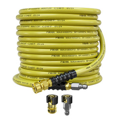 POHIR front view of 50ft hose showing full length and connectors, durable reach
