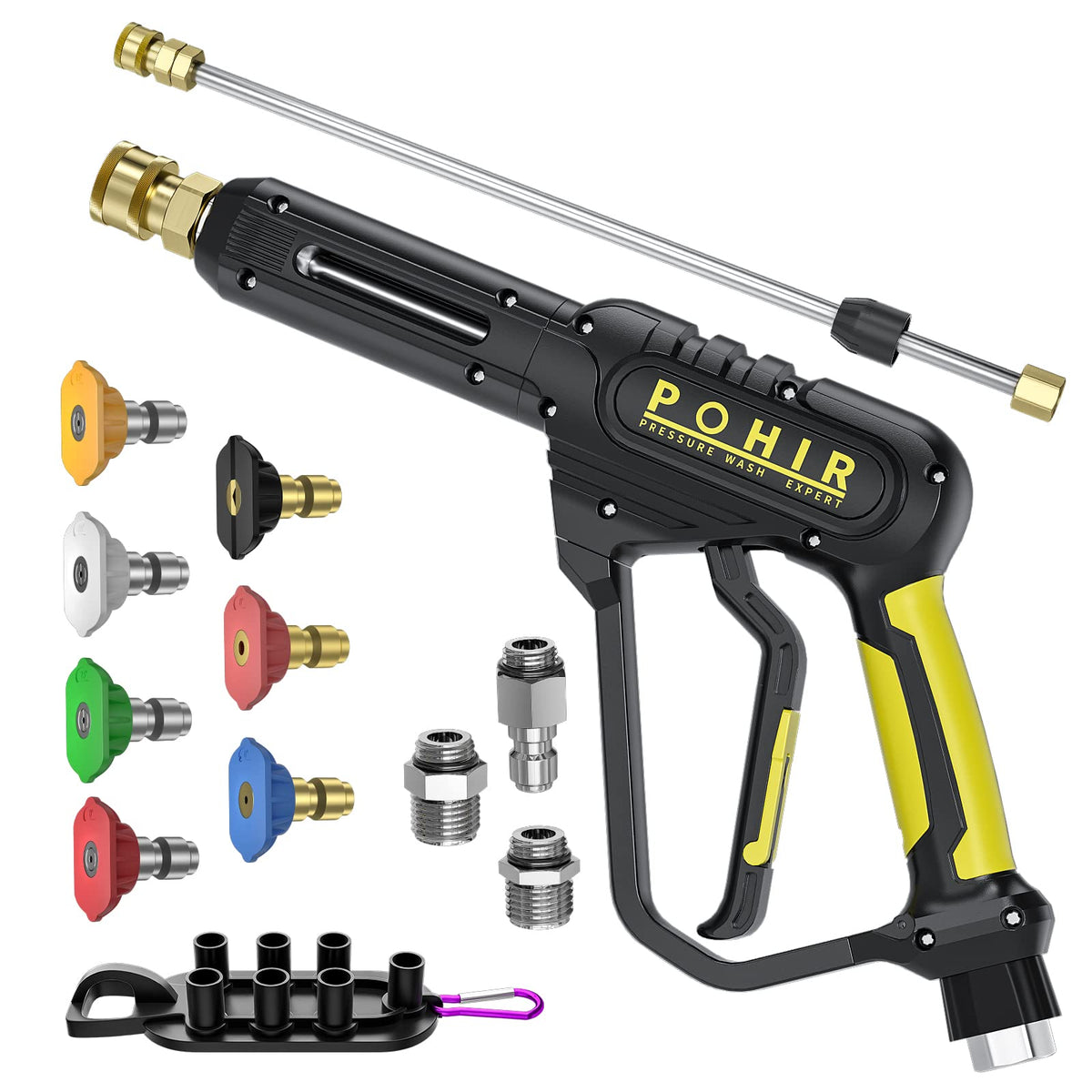 POHIR gun front view showing ergonomic grip and durable trigger for comfortable operation