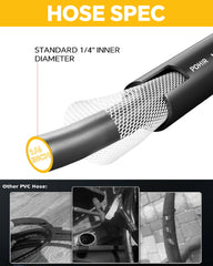 POHIR hose connected to sprayer washing a car illustrating reliable cleaning reach