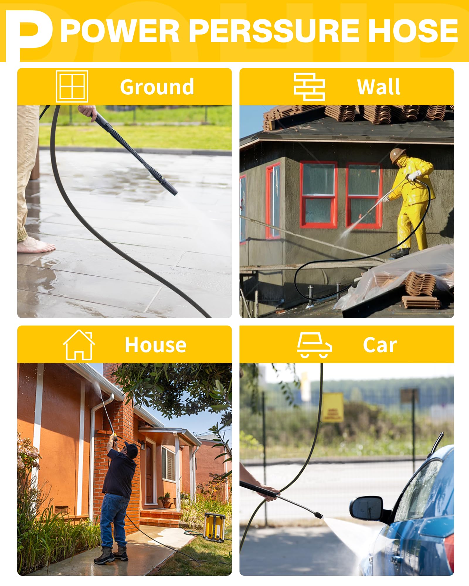 POHIR hose used cleaning driveway in outdoor lifestyle scene for home maintenance