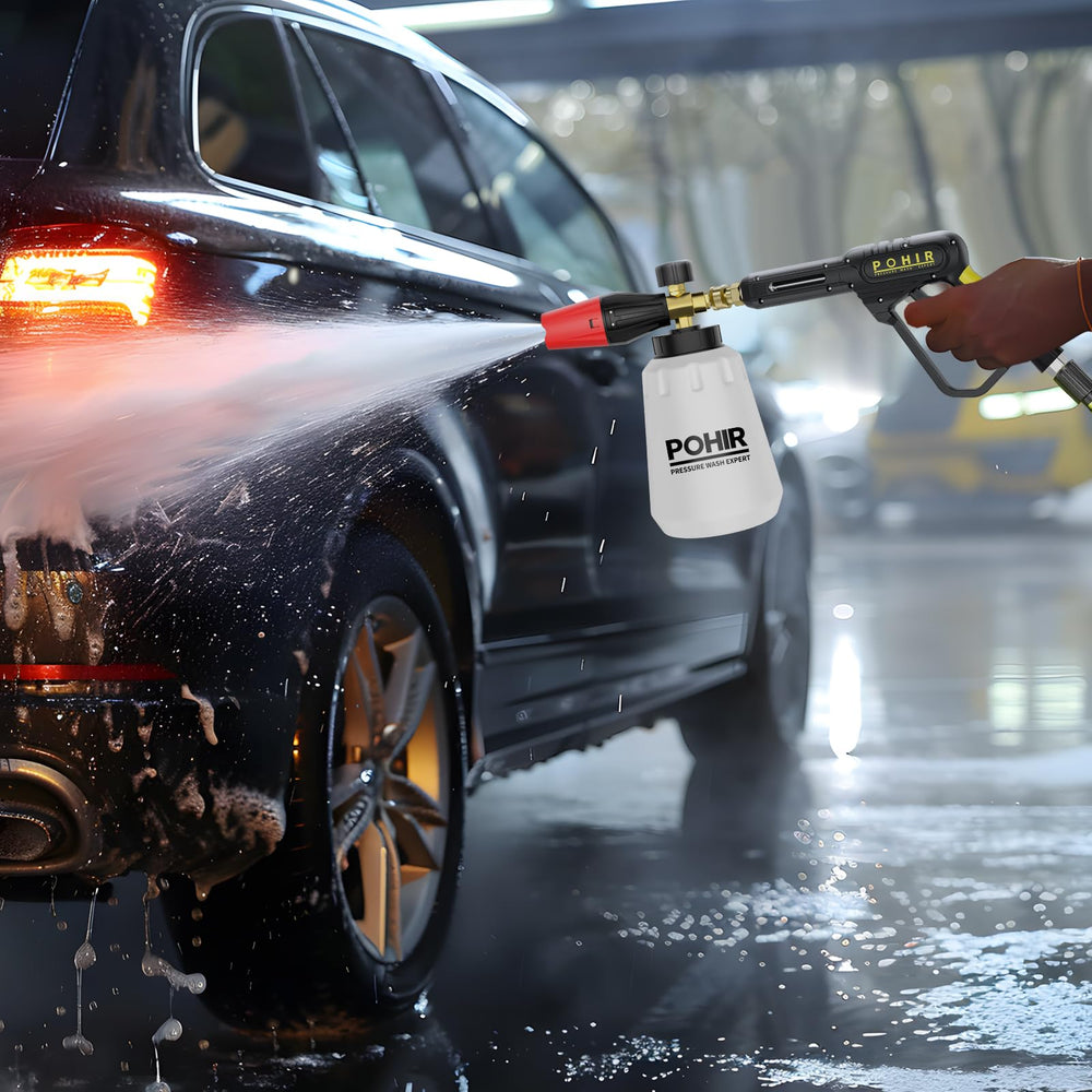 POHIR kit in a car-wash scene speeding vehicle cleaning with foam and high pressure