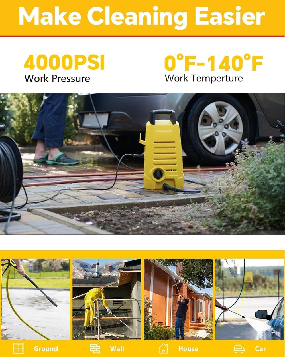 POHIR hose next to a person to show 100ft scale and easy handling
