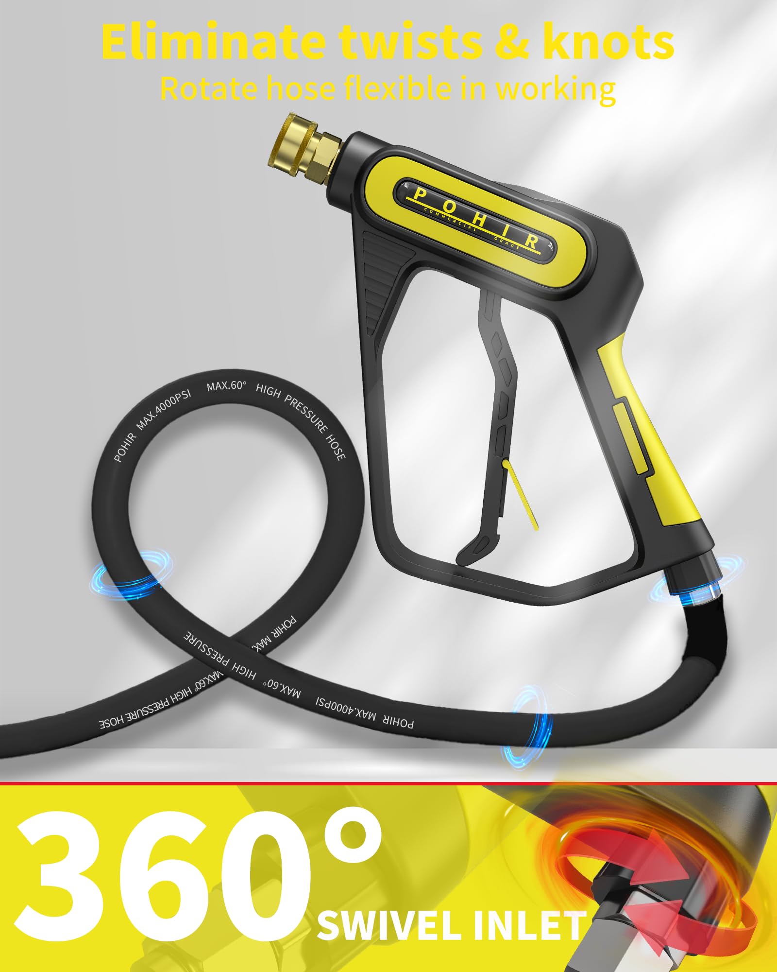 POHIR swivel quick connector closeup improving hose movement and efficiency