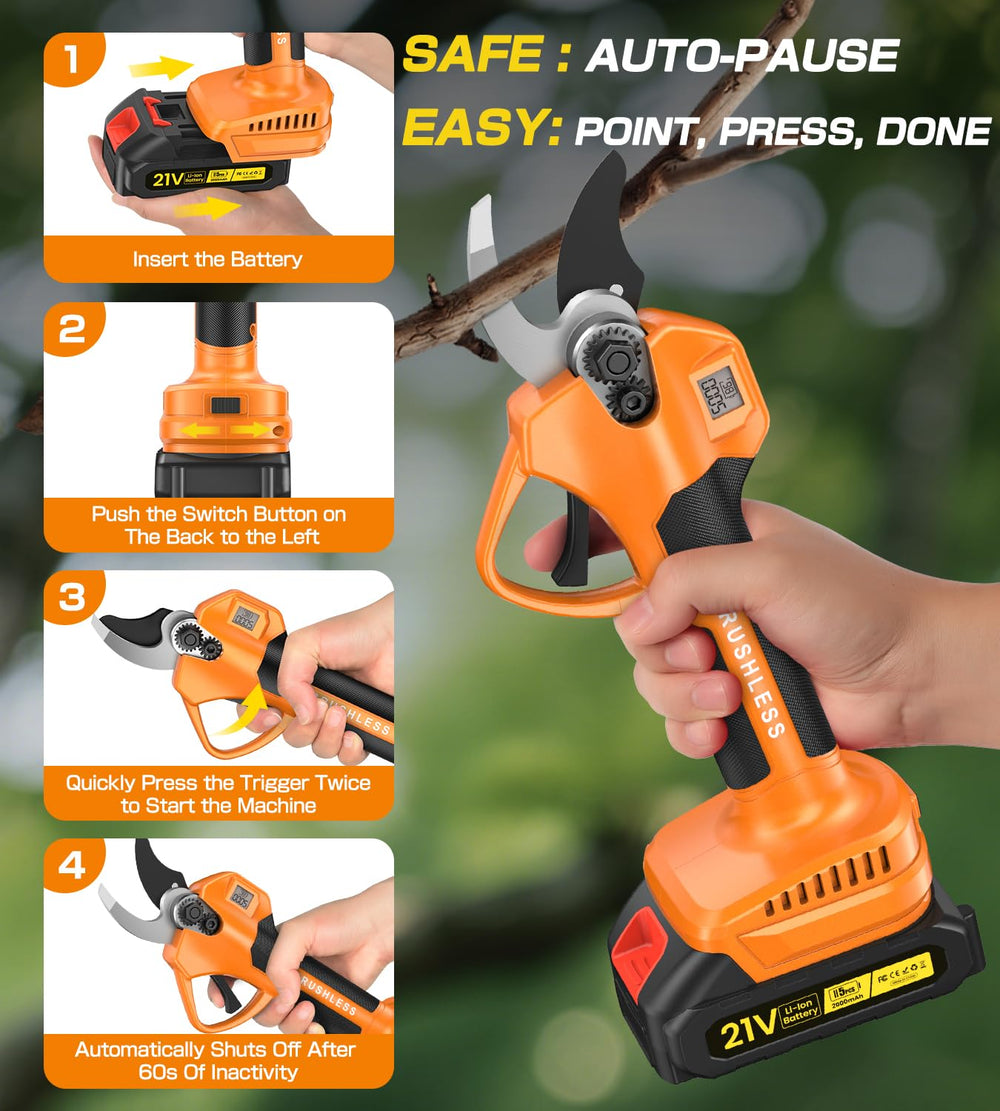 POIFL pruner beside a ruler showing 1.8 lb weight and 1.4" cutting capacity