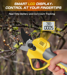 POIFL pruning shears cutting a 1.4 inch branch to show efficient in-field performance