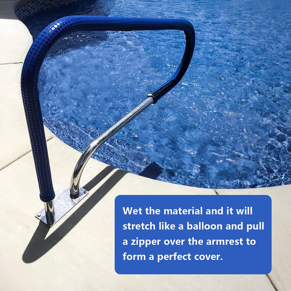 Pokin handrail covers beside ruler showing 4-foot size and fit benefit