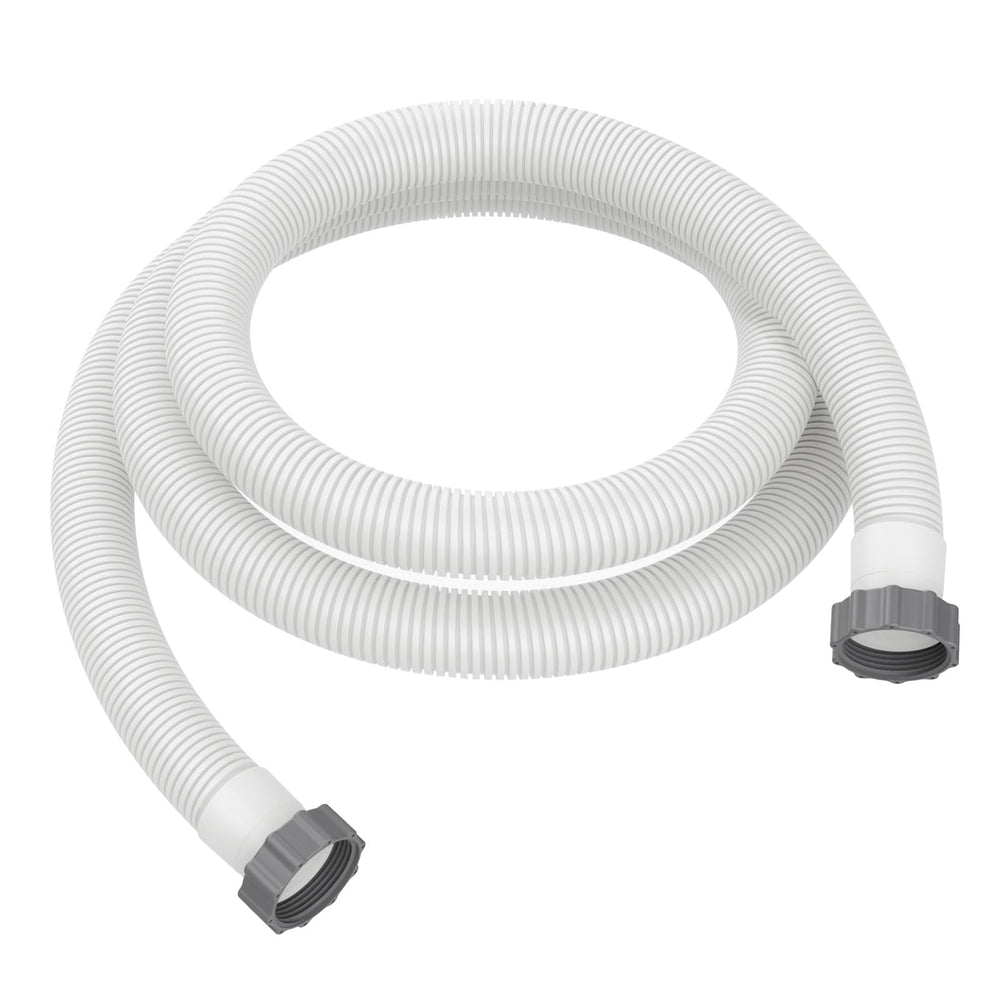 Pokin front view of full 1.5" x 9.8 ft hose showing connectors and flexibility benefit