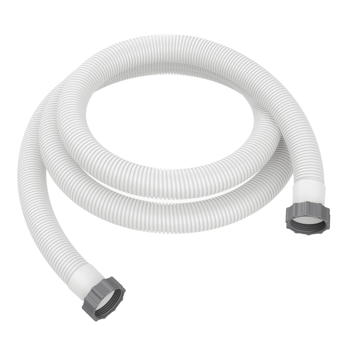 Pokin front view of full 1.5" x 9.8 ft hose showing connectors and flexibility benefit